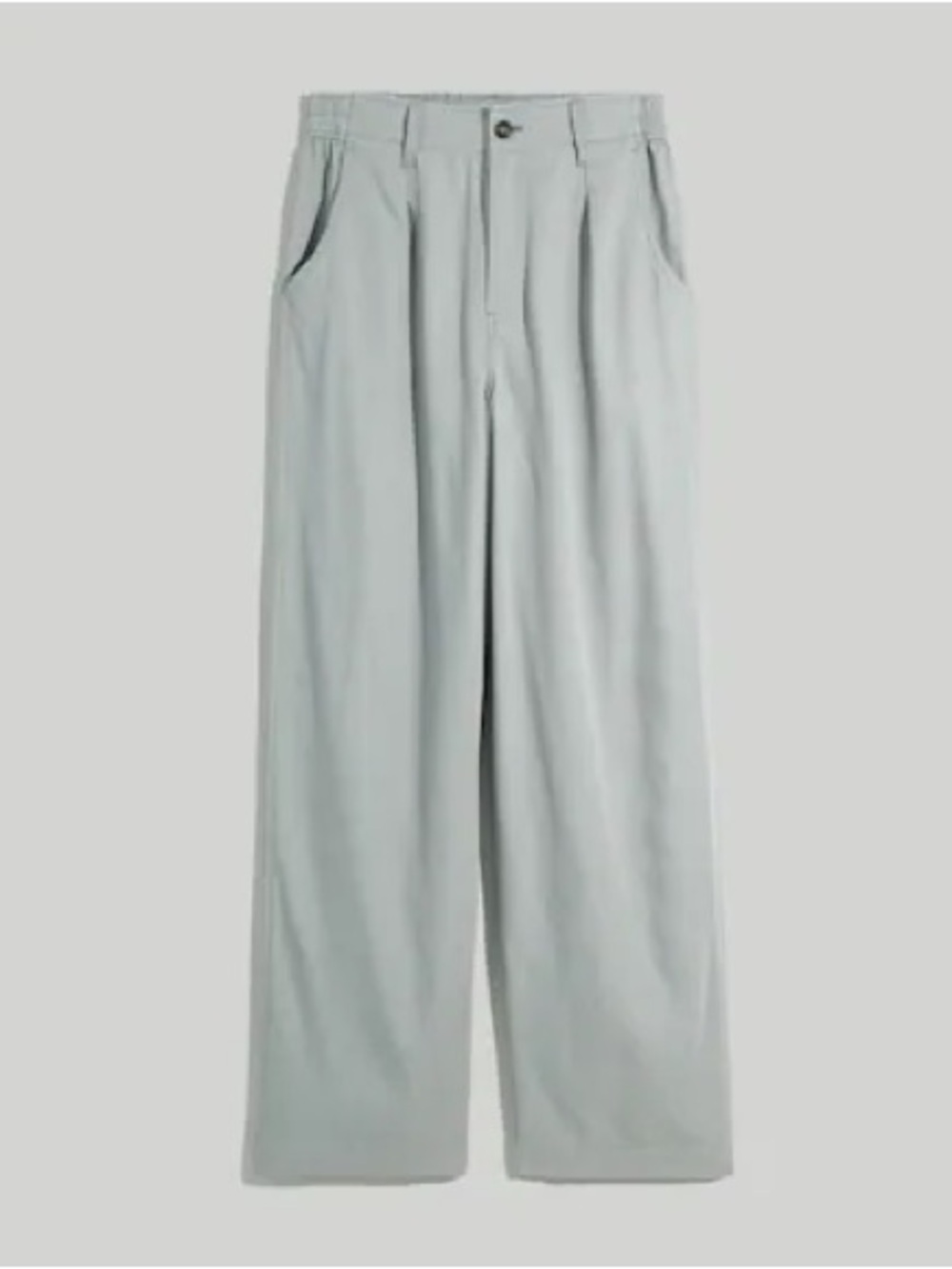 Madewell Neale Straight Leg Pant Drapeweave Light Blue Pleated Elastic Waist